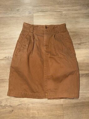 Tailored High-Waist Midi Skirt in Rust